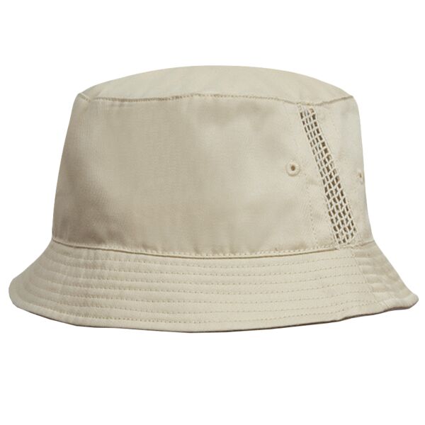 Deluxe washed cotton bucket hat with side mesh panels Thumbnail